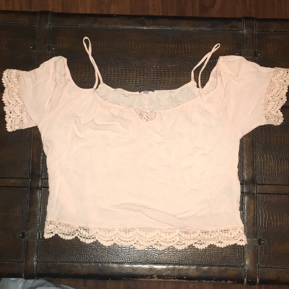Pink cold shoulder blouse